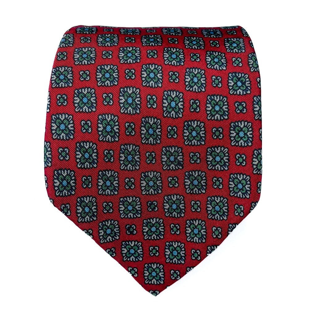 Hostetter's VTG Silk Tie‎ Burgundy Floral Geometric